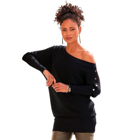 LASCANA Women's Longline Button Detail Sweater - image 1 of 4