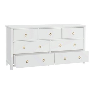 3/6/7 Drawer Dresser Chest, MDF Wood Storage Cabinet, White/Black - 1 of 4