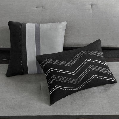 Queen Black Microfiber 7-Piece Comforter Set