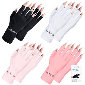 Saviland Pro Half-Field UV Shield Gloves - 4pr UPF200+ Surgical-Grade Fingerless Gloves for Gel Lamp Safety & Cuticle Defense. (Size: 4pr) - 1 of 4