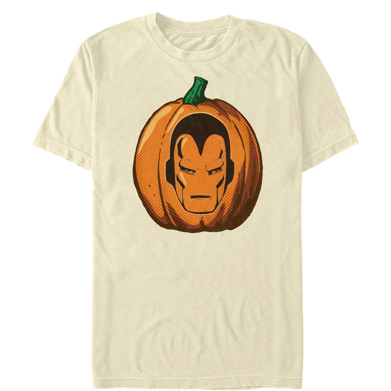 Men's Marvel Halloween Iron Man Pumpkin T-Shirt, 1 of 4