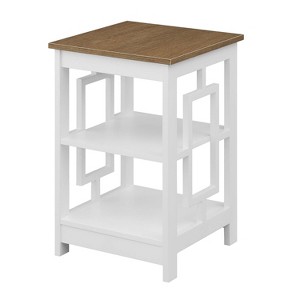 HomeStock Town Square End Table with Large Surface and Two Shelves, Symmetrical Open Side Design, MDF Accent Table for Modern Homes - 1 of 4
