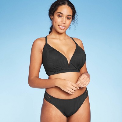 black ribbed bikini