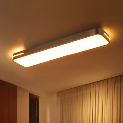 Rennnsan Alzeth 31" W Rectangle Edge-Lit Modern LED Dimmable Flush Mount in Black