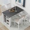 5-Piece Solid Wood Counter Height Dining Table Set, Table with Rack and 4 Upholstered Chairs - ModernLuxe - 2 of 4