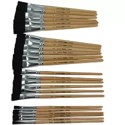 School Smart Black Bristle Paint Brushes, Short Handles, set of 24
