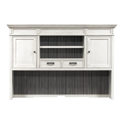 Hartford Weathered White Hardwood Hutch with Touch Lighting