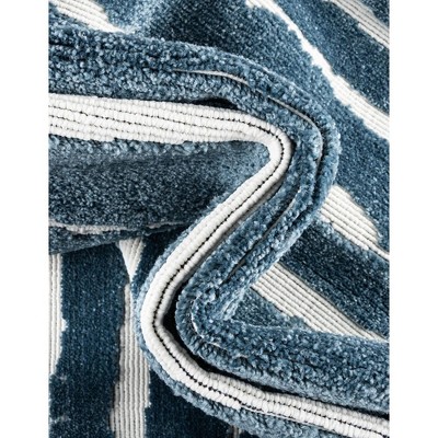 Coastal Breeze Blue Stripe 8' x 10' Synthetic Outdoor Rug