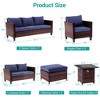 Sonkuki 7 Pieces Patio Sofa with Square Fire Pit Table and Ottomans, Wicker Conversation Couch, Sand Cushion - 3 of 4