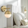 360 Lighting Luna Modern Wall Lamps Set of 2 Brass Metal Plug-in 5 1/2" Light Fixture Frosted Glass Shade for Bedroom Reading Living Room Hallway Home - 2 of 4