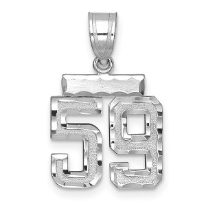 Black Bow Jewelry 14k White Gold, Varsity Collection, Small D/C Pendant, Number 59 - 1 of 3