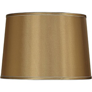Springcrest Sydnee Gold with Silver Trim Medium Drum Lamp Shade 14" Top x 16" Bottom x 11" Slant (Spider) Replacement with Harp and Finial - 1 of 4