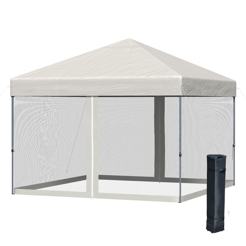 Outsunny 10' x 10' Pop Up Canopy Party Tent with Center Lift Hook Design, 3-Level Adjustable Height, Easy Move Roller Bag, 4 of 9