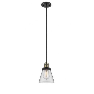 Cone - 1 Light Stem Hung Mini Pendant In Industrial Style-8 Inches Tall and 6 Inches Wide - 1 of 1