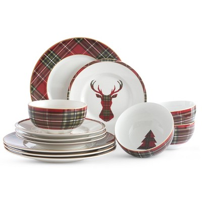 222 Fifth 12pc Wexford Dinnerware Set Red