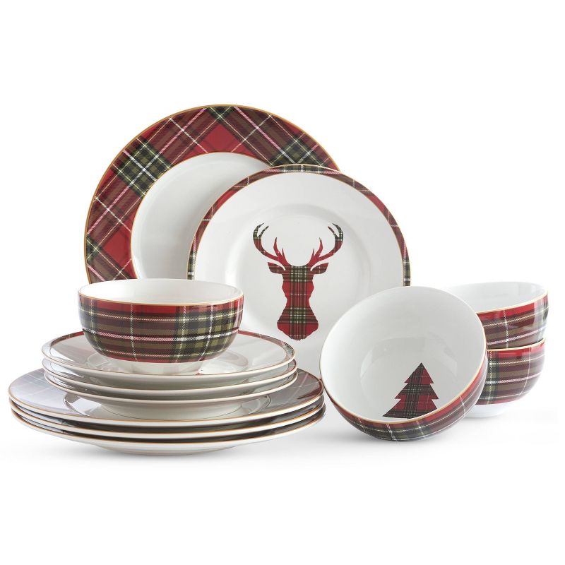 222 Fifth 12pc Wexford Dinnerware Set Red, 1 of 9