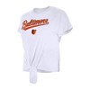 MLB Baltimore Orioles Women's White Front Knot T-Shirt - 3 of 4