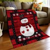 Cabin-Style Christmas Snowman Print Flannel Blanket - Space Theme Geometric Pattern All-Season Throw - 3 of 4