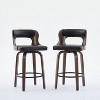 SEYNAR PU Leather 360 Degree Swivel Open Back Bar Stools Wood Legs Set of 2 - 4 of 4
