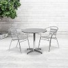 Emma and Oliver 31.5" Round Aluminum Table Set with 2 Slat Back Chairs - 2 of 4