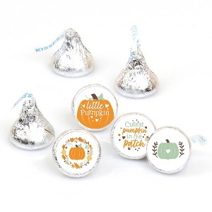 Big Dot of Happiness Little Pumpkin - Fall Birthday Party or Baby Shower Round Candy Sticker Favors - Labels Fits Chocolate Candy (1 sheet of 108) - 1 of 4