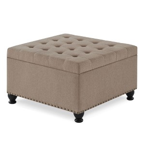 NicBex Modern 30" Storage Ottomans Linen Footstools with Button Tufted and Nailhead Trims for Bedroom and Living Room - 1 of 4