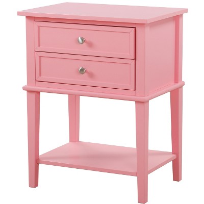 Newton Pink 2-Drawer Nightstand with Open Shelf