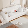 84-Inch Teddy Fleece Sofa with Storage Armrests, Cup Holders & Side Pockets – Comfy Small Couch for Living Room or Apartment, White - 2 of 4