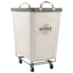 Seville Classics Natural White Commercial Rolling Canvas Laundry Room Hamper - 1 of 4