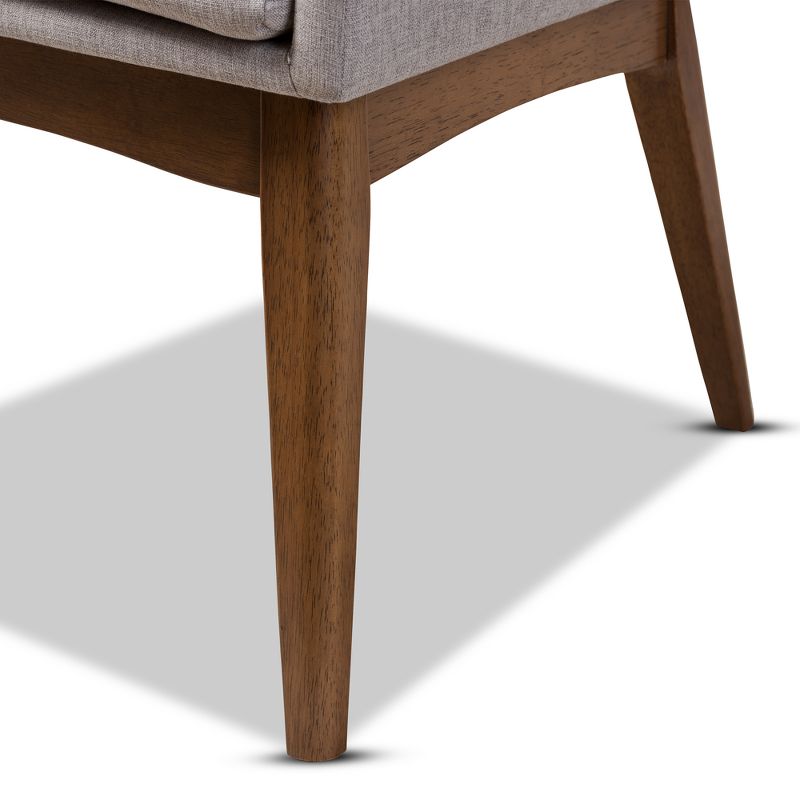 Set of 2 Nexus Mid Century Modern Walnut Wood Fabric Upholstered Dining Armchair - Baxton Studio, 5 of 9