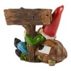 7.5" Resin Sleeping Gnome Welcome Solar Statue Green/Red/Blue - Zingz & Thingz: Outdoor Garden Decor, Pathway Light - 2 of 4