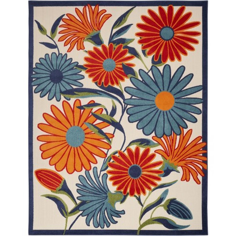 Nourison Aloha Daisy Flower Flatweave High-low Indoor Outdoor Area Rug ...