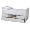 Twin 5 Drawer Mirza Wood Storage Bed with Pull Out Desk White - Baxton Studio - 2 of 4