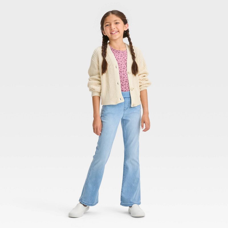 Girls' Mid-Rise Pull-On Flare Jeans - Cat & Jack™, 4 of 5