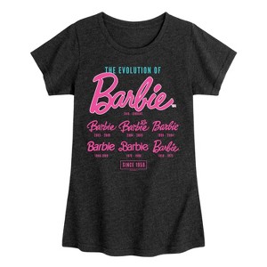 Girls' - Barbie - Logo Evolution Fitted Short Sleeve Graphic T-Shirt - 1 of 4