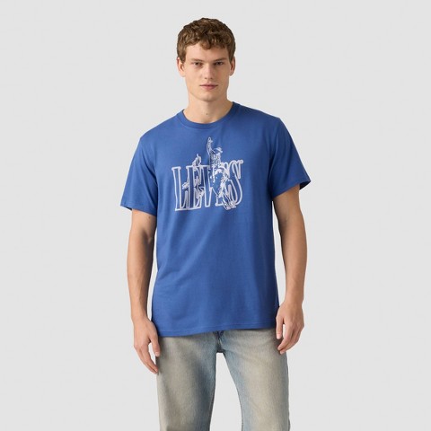 Мужские футболки Levi's Men's Cowboy Short Sleeve T-Shirt - Navy Blue XL