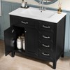 MAYEERTY 36" Bathroom Vanity without Sink Cabinet Base Solid Frame MDF Drawers White - 2 of 4