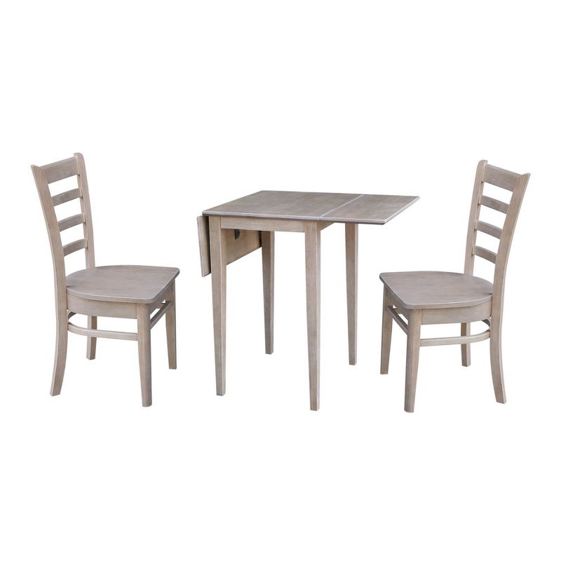 Jemma Small Dual Drop Leaf Dining Set and 2 Chairs Taupe - International Concepts, 3 of 14