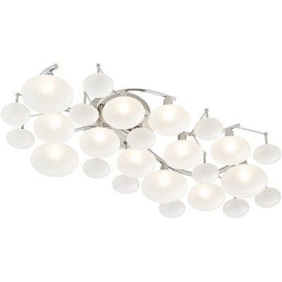 Lilypad Chrome 12-Light Frosted Glass Semi Flush Mount Ceiling Fixture
