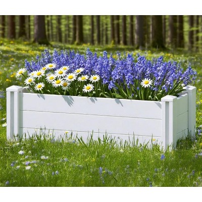 SpassWay 35" White PVC Outdoor Garden Fence Railing Planter Box for Flowers Vegetables