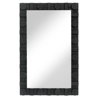 VIP Wood 37 in. Black Block Frame Mirror