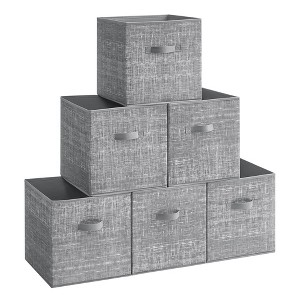 SONGMICS Storage Cubes Non-Woven Fabric Bins with Double Handles Set of 6 Closet Organizers for Shelves Foldable for Clothes - 1 of 4