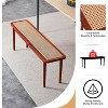 Acekool 47" Pure Wood Entryway Bench with Rattan Surface, Rounded Corners, Sturdy Frame for Living Room, Bedroom, Hallway, Walnut Finish - 3 of 4