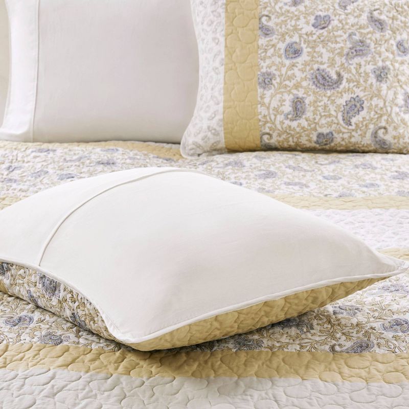 Madison Park 6pc Reversible Stella Cotton Percale with Throw Pillows Quilt Bedding Set , 5 of 12