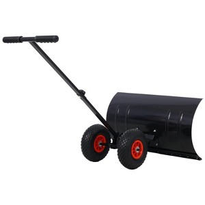 Snow Shovel with Wheels, Snow Pusher with Adjustable Angle Handle - 1 of 4