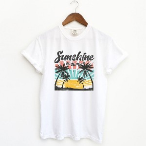Simply Sage Market Women's Sunshine On My Mind Short Sleeve Garment Dyed Tee - 1 of 4