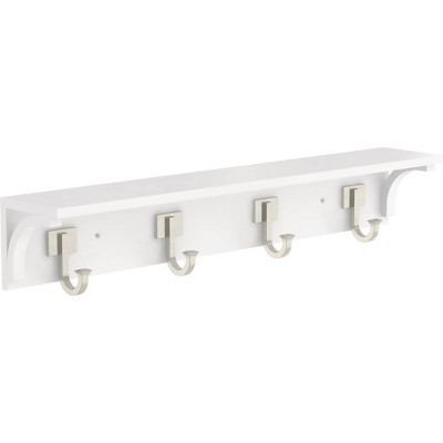 Franklin Brass 27" Simple Square Shelved Hook Decorative Rack Pure White/Nickel