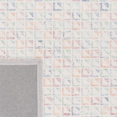 Ivory and Blue Hand-Tufted Wool Square Area Rug
