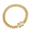 Steeltime Men's stainless steel Miami Cuban chain bracelet with simulated diamond box clasp. Color Options: Silver, Gold, Black - 2 of 4