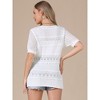 INSPIRE CHIC Women's Crew Neck Summer Casual Lightweight Short Sleeve Hollow Out Crochet Tops - 3 of 4